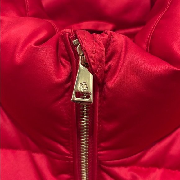 Ralph Lauren Womens Jacket Red L Satin Down Puffer Lipstick Winter - Picture 3 of 10